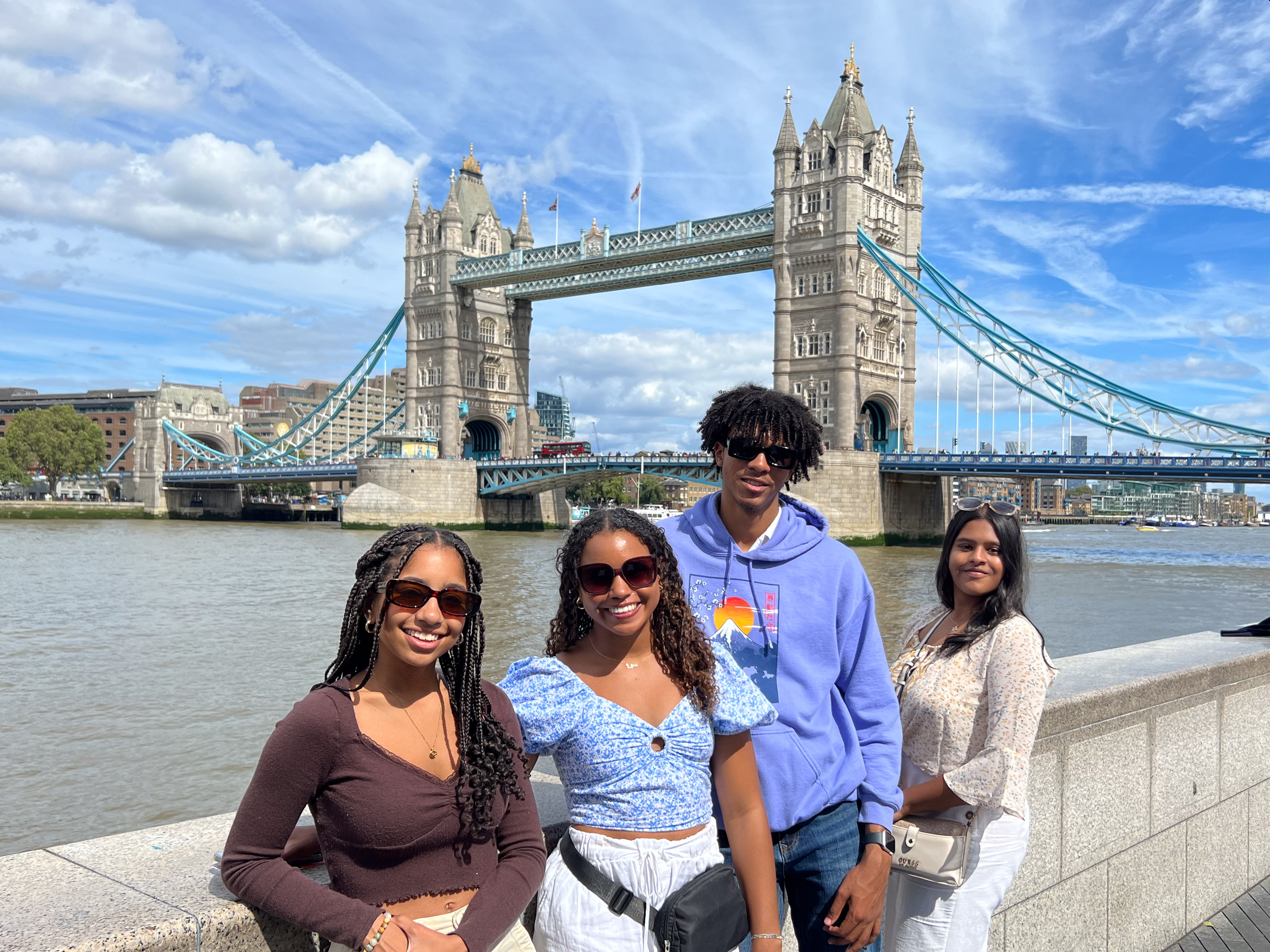 students in front of London bridge