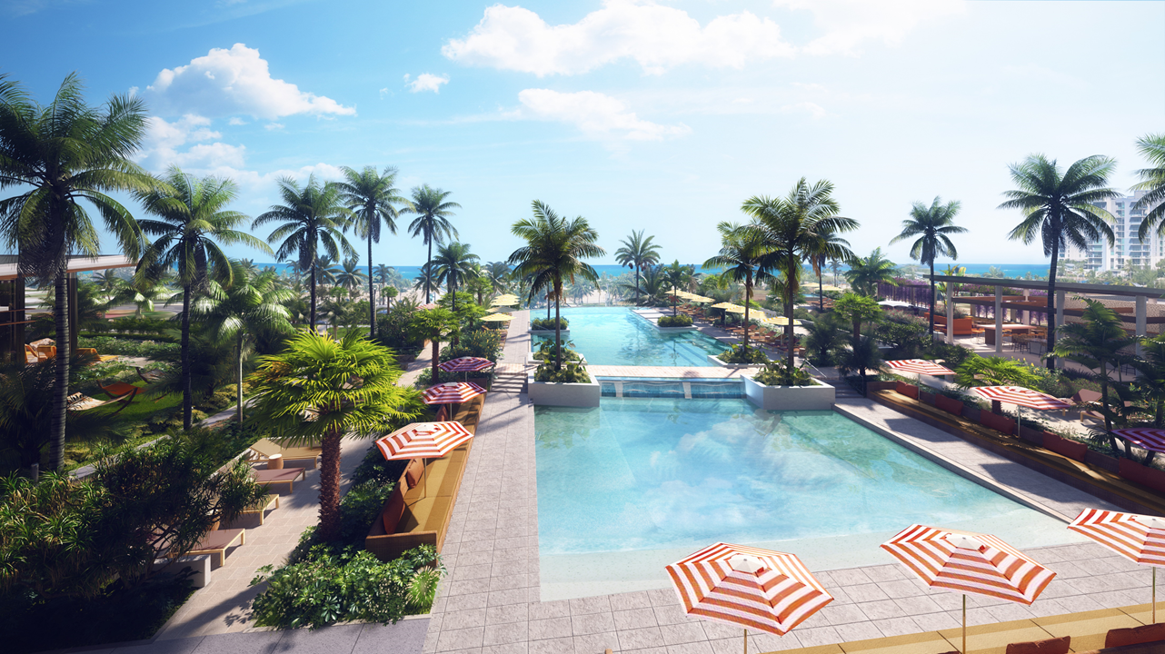 render of hotel pool