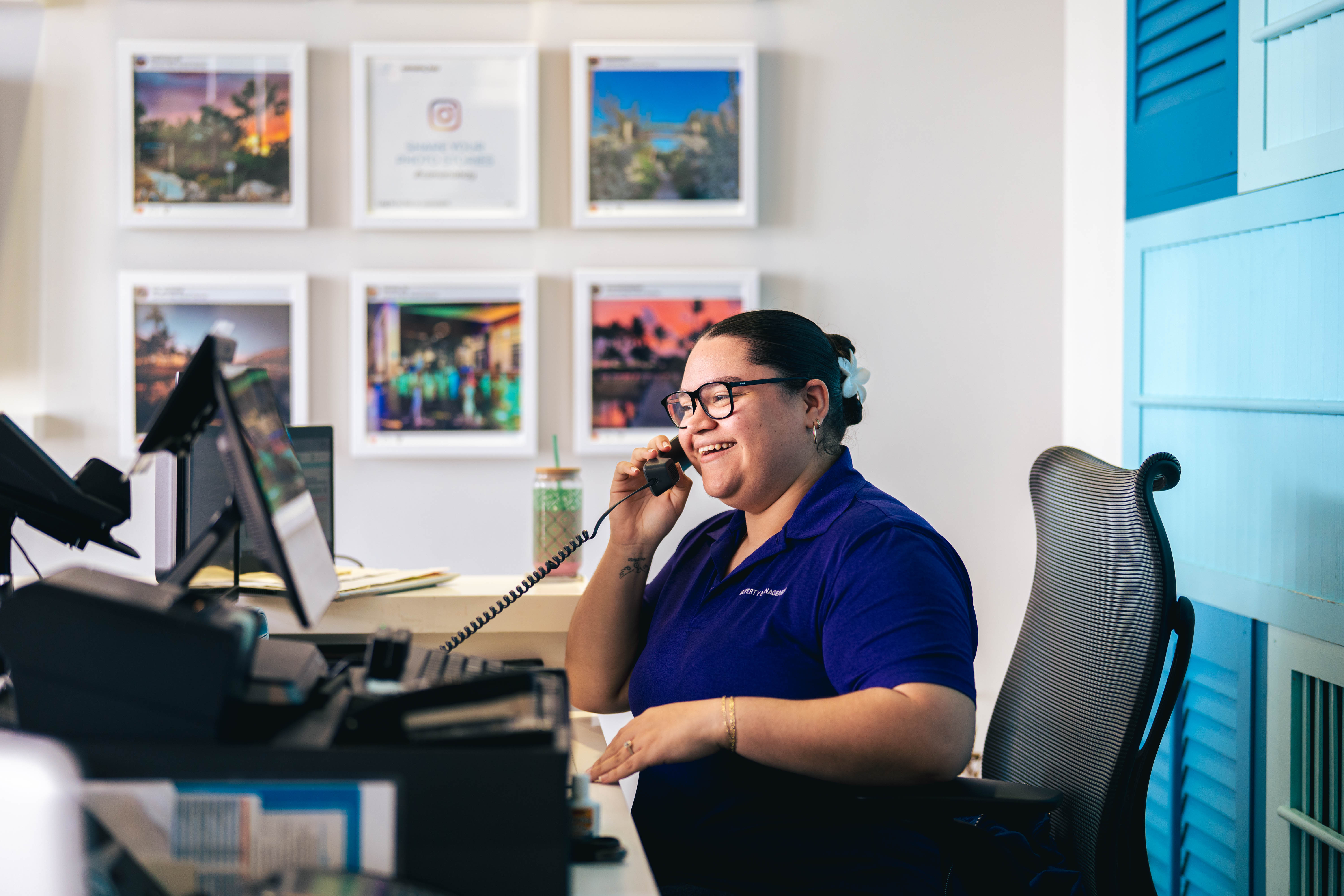 Alexandrea Tiofilo at work at the Camana Bay Visitor Centre