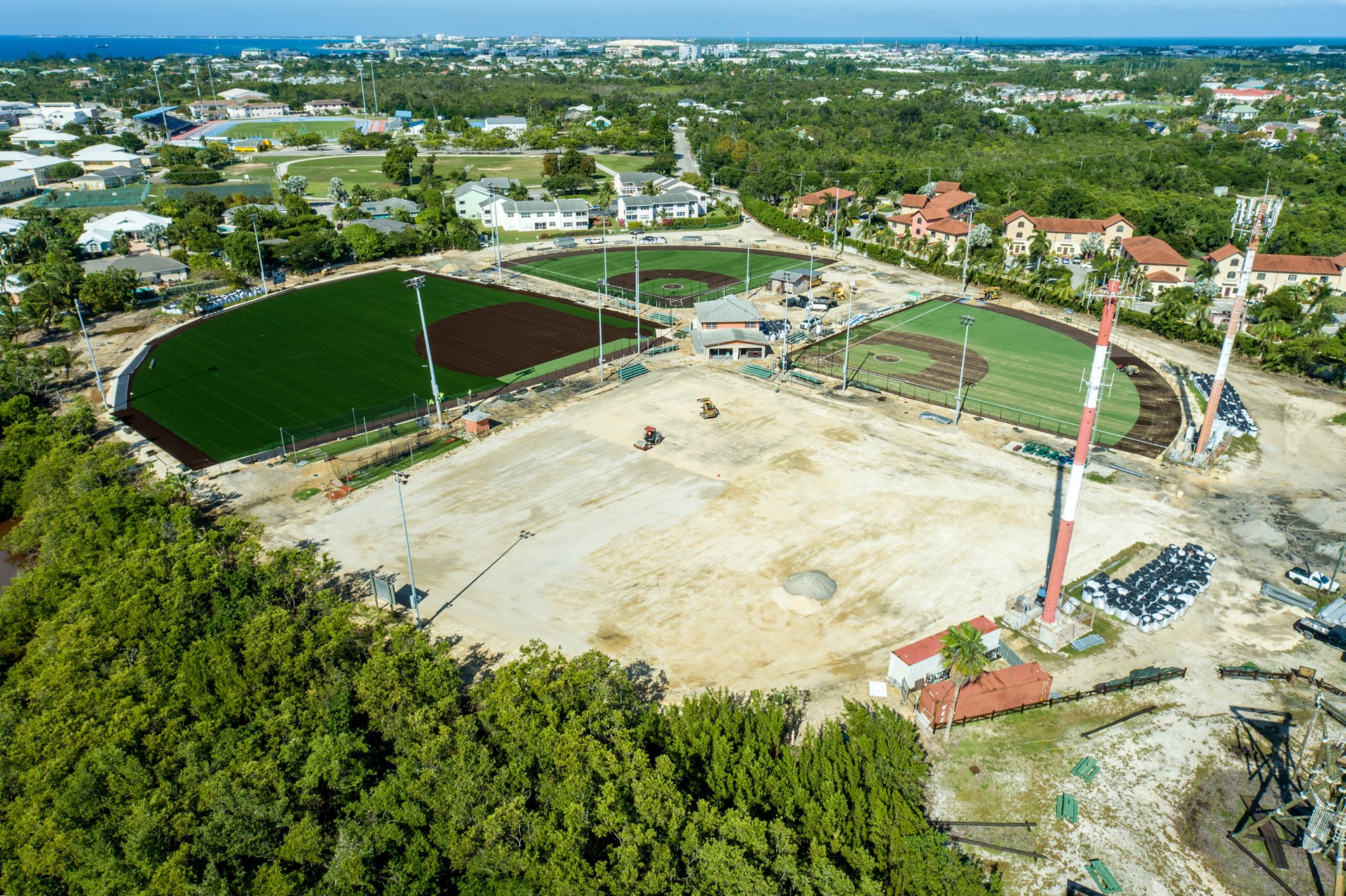aerial view of softball field