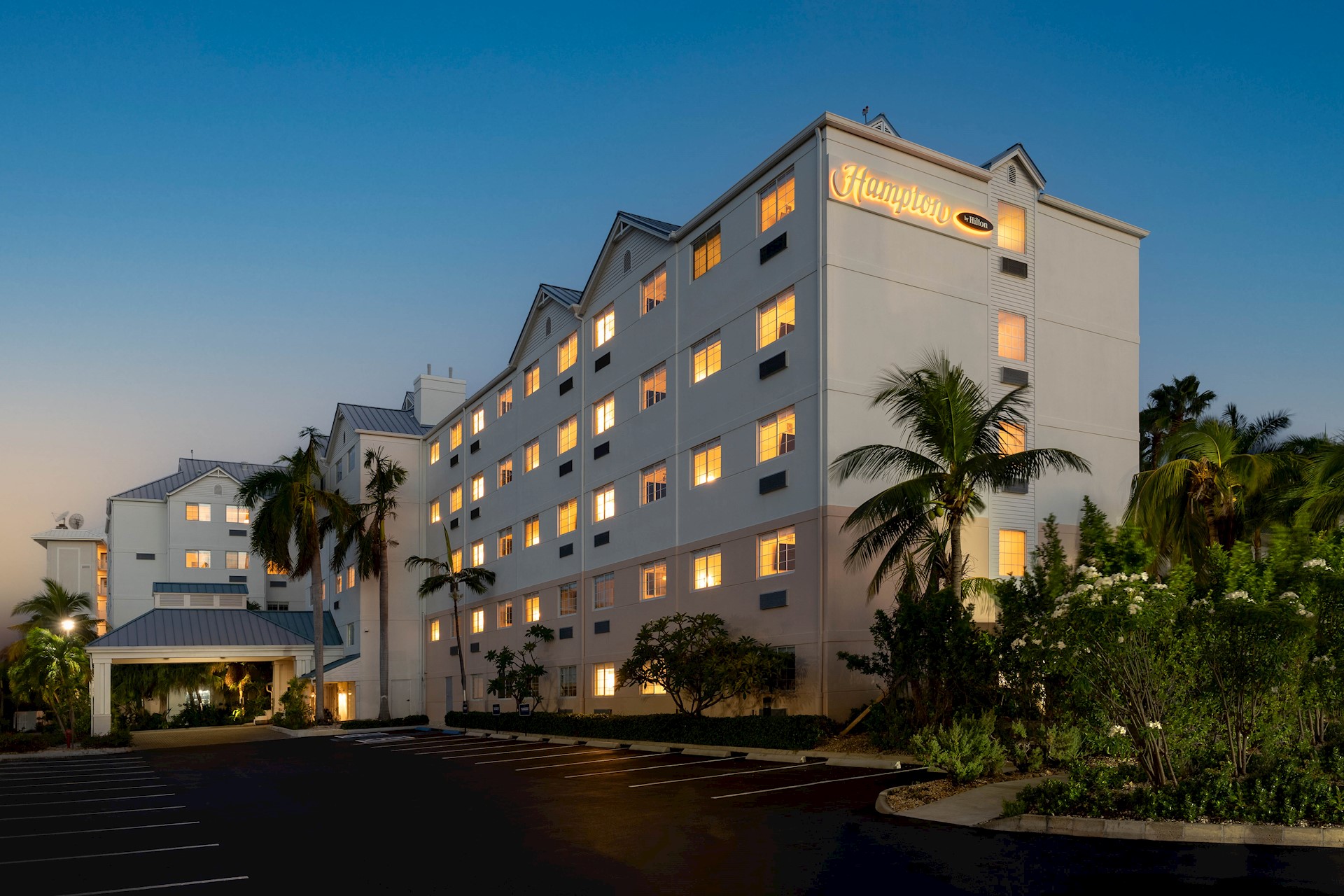 hotel at dusk in Cayman