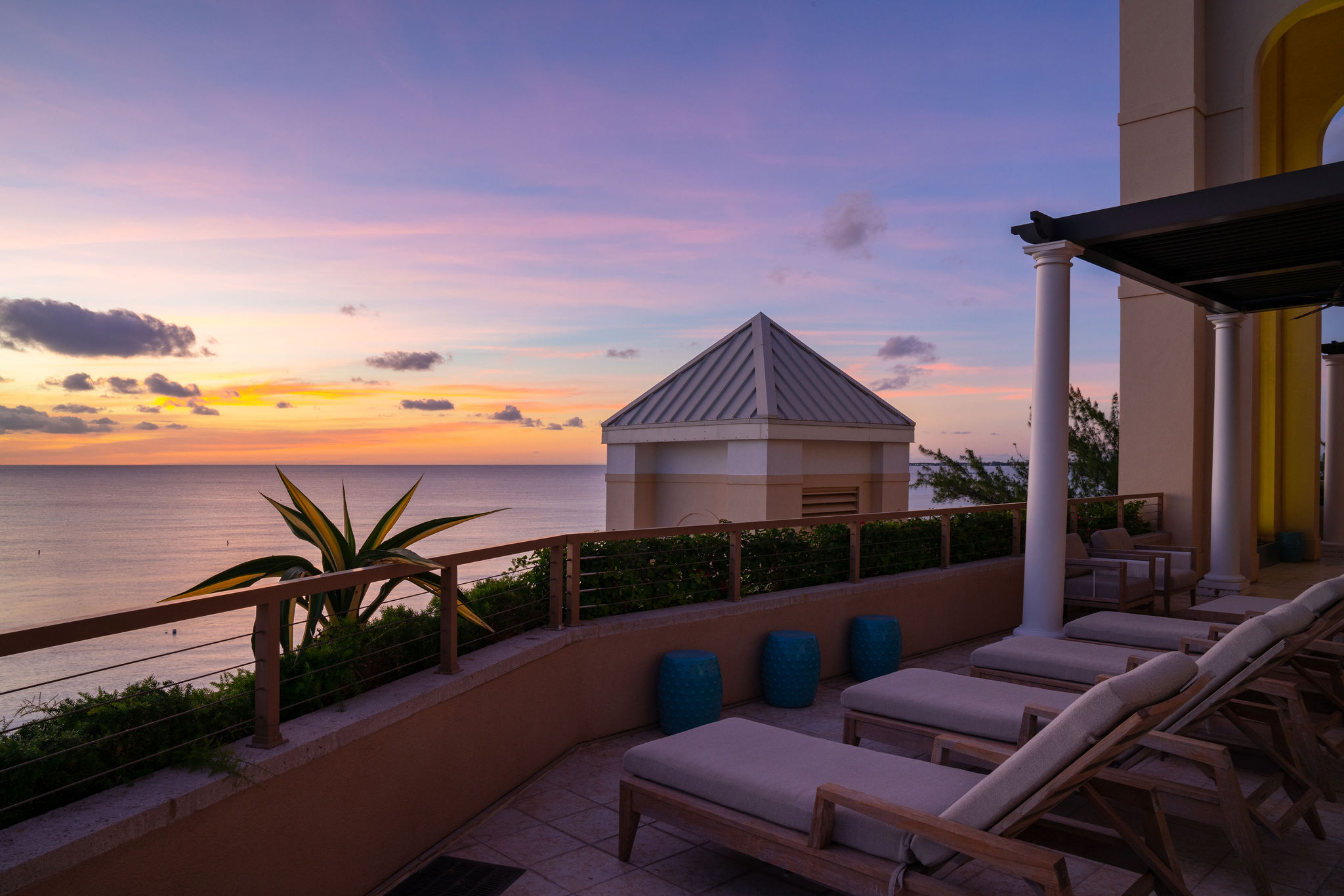 residential balcony at sunset