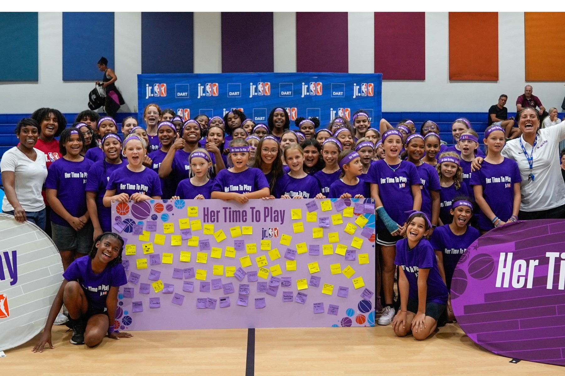 Young athletes participated in the Her Time To Play clinic as part of the Jr NBA/Jr WNBA week.