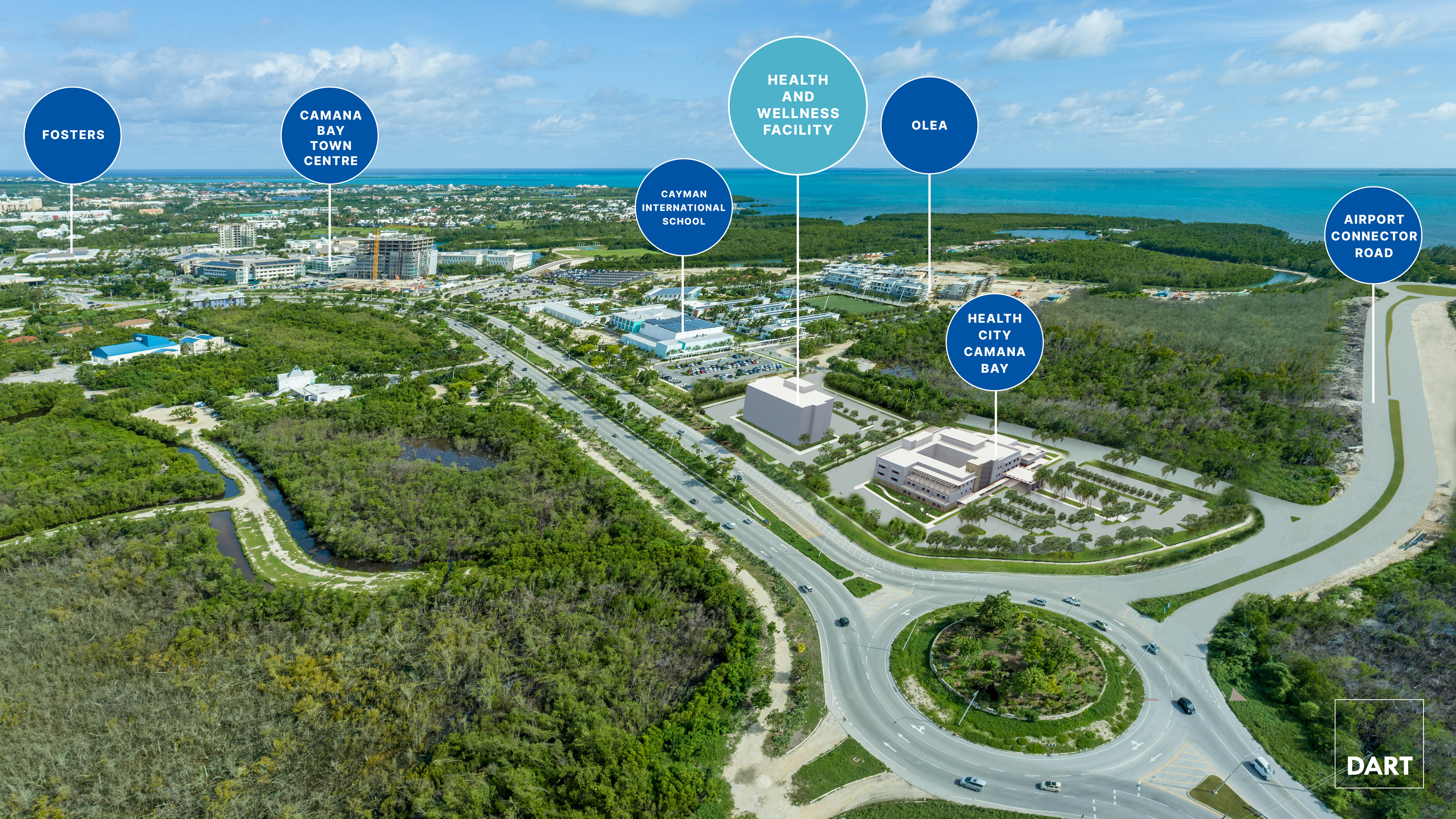 map of where the Centre for Health and Wellness will be located within Camana Bay